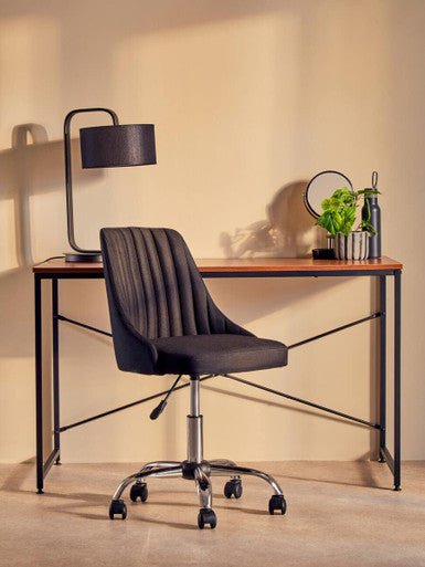 Brent Ribbed Black And Chrome Home Office Chair 6 - Online Bedrooms
