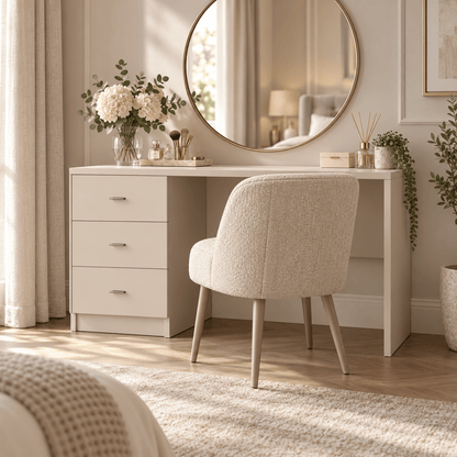 Linby 3 Drawer Dressing Table in Cashmere with left-hand drawers