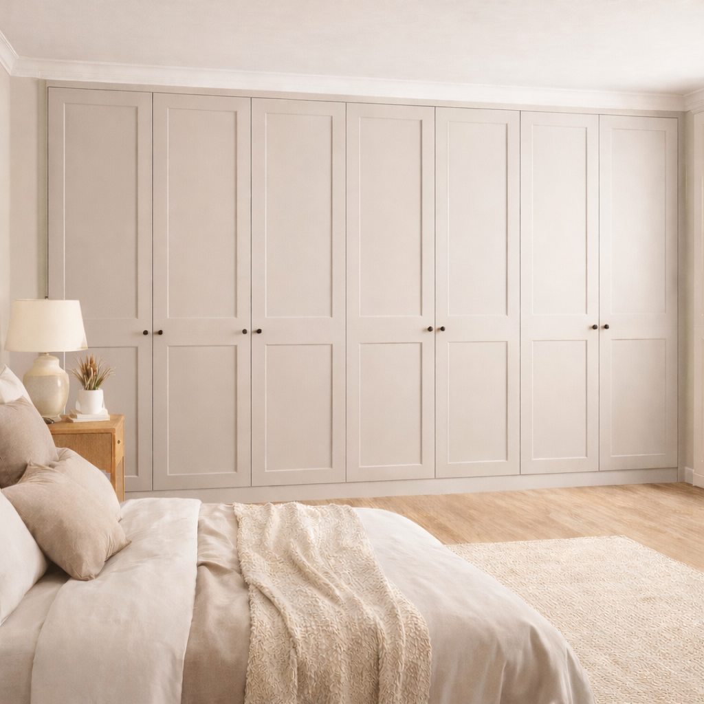 7 Door 2 Panel Shaker Front Frame Fitted Wardrobe - Widths Available 3801 - 4400mm