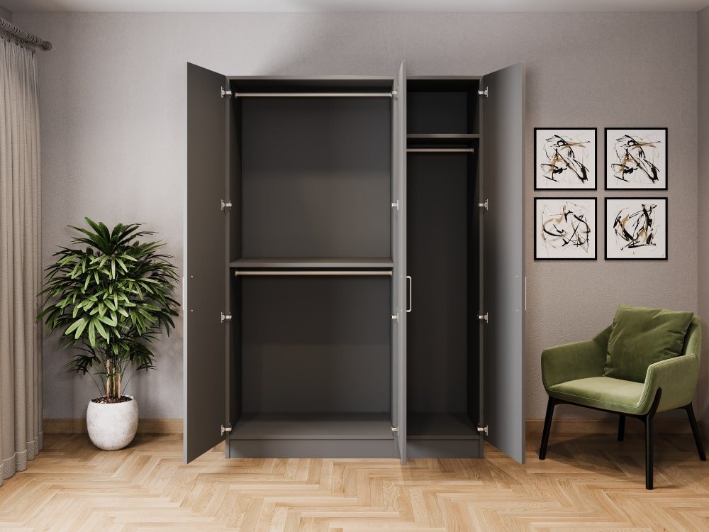 Clifton Dust Grey Freestanding Wardrobe - W: 1500mm x H: 2100mm x D: 600mm 4 - Online Bedrooms