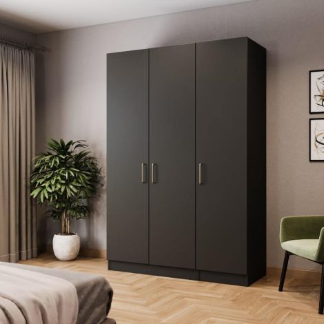 Clifton Graphite Freestanding Wardrobe - W: 1500 x H: 2100 x D: 600 3 - Online Bedrooms