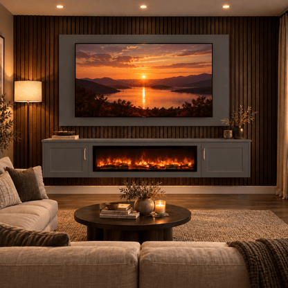Colston Shaker Floating Media Wall Unit - 40" Fireplace 3 - Online Bedrooms