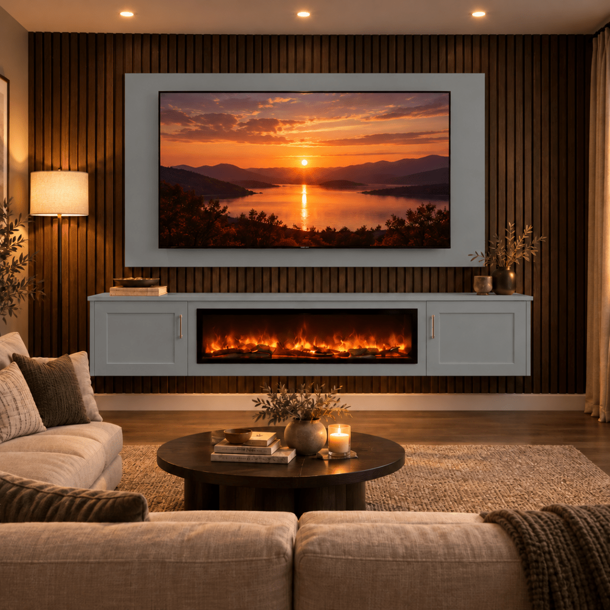 Colston Shaker Floating Media Wall Unit - 40" Fireplace 5 - Online Bedrooms