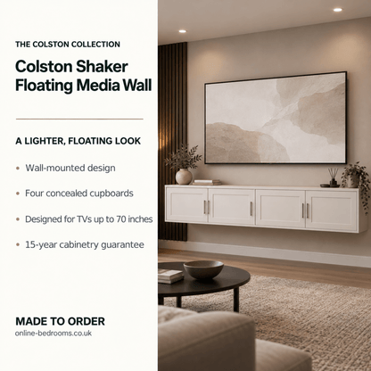 Colston Shaker Floating Media Wall Unit 2 - Online Bedrooms