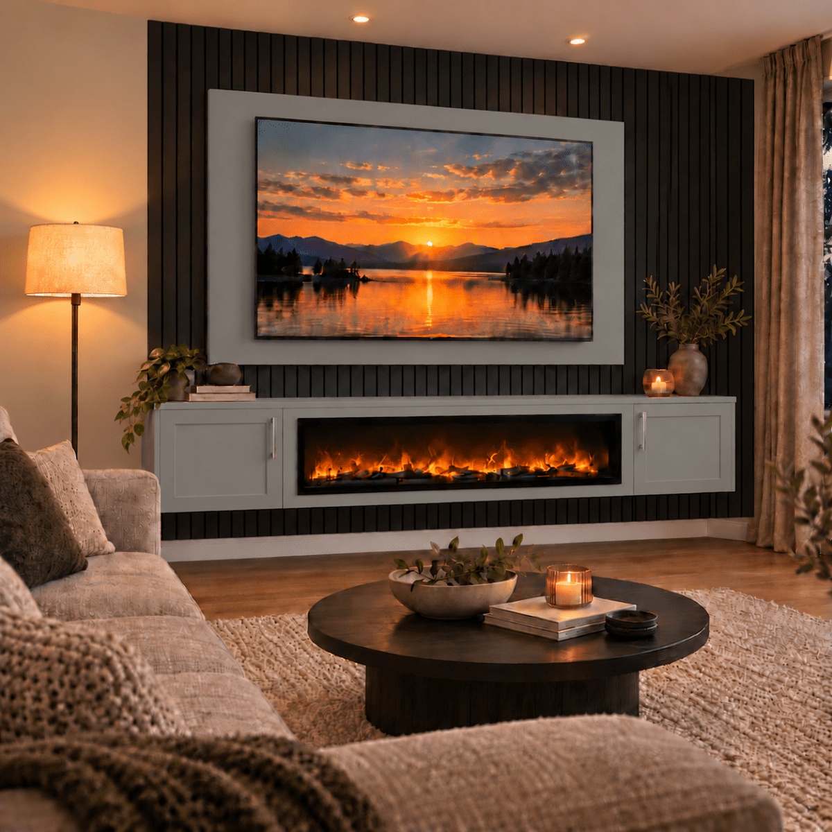 Colston Shaker Floating Media Wall Unit - Large 60" Fireplace 5 - Online Bedrooms