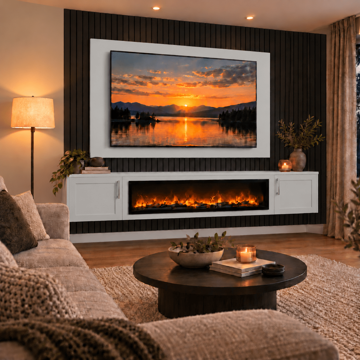 Colston Shaker Floating Media Wall Unit - Large 60" Fireplace 4 - Online Bedrooms