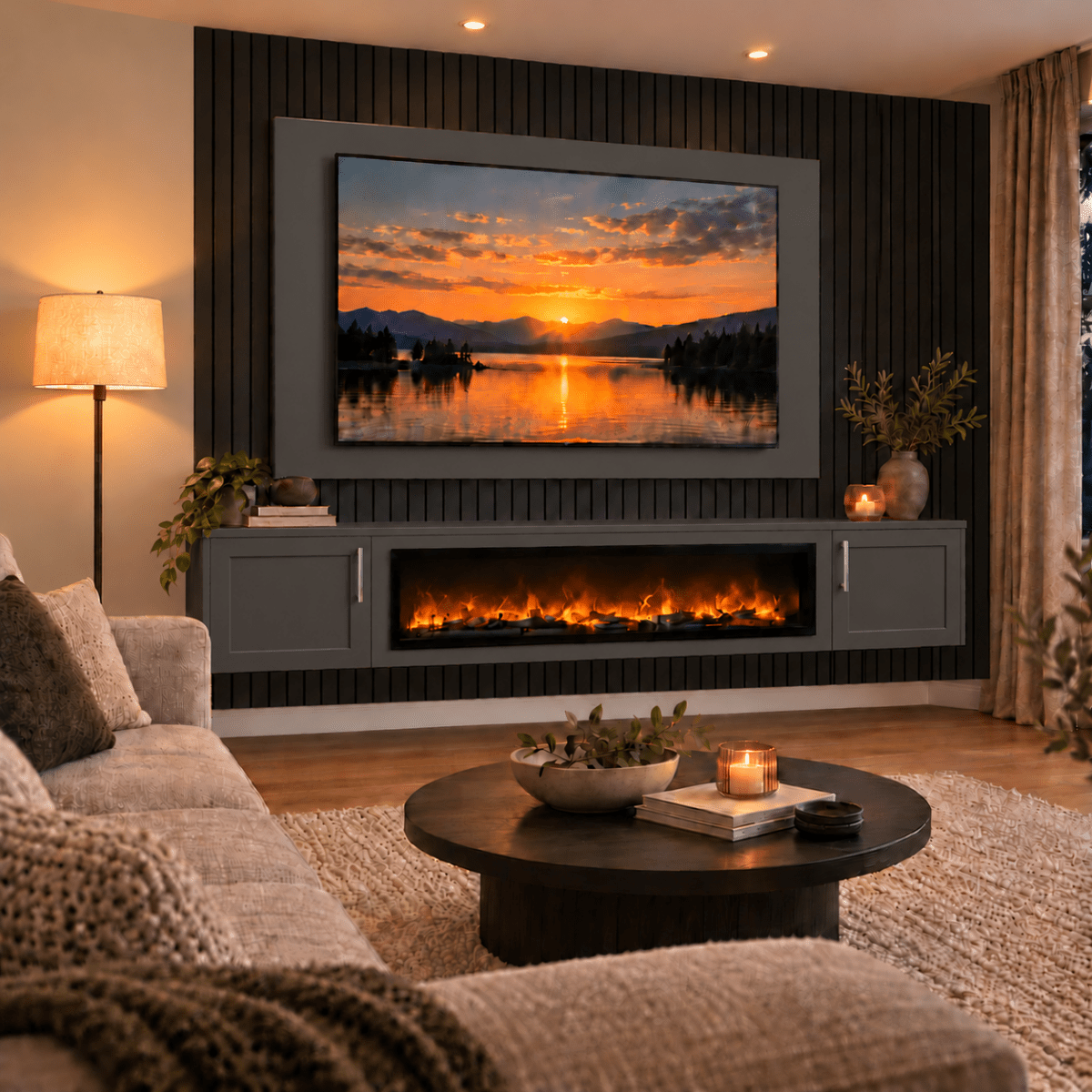 Colston Shaker Floating Media Wall Unit - Large 60" Fireplace 3 - Online Bedrooms