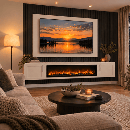 Colston Shaker Floating Media Wall Unit - Large 60" Fireplace 1 - Online Bedrooms