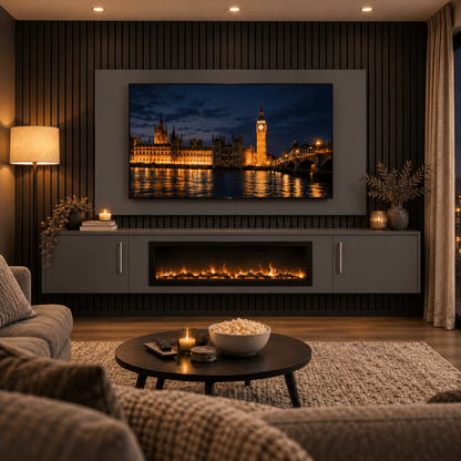 Colston Smooth Floating Media Wall Unit - 40" Fireplace 8 - Online Bedrooms