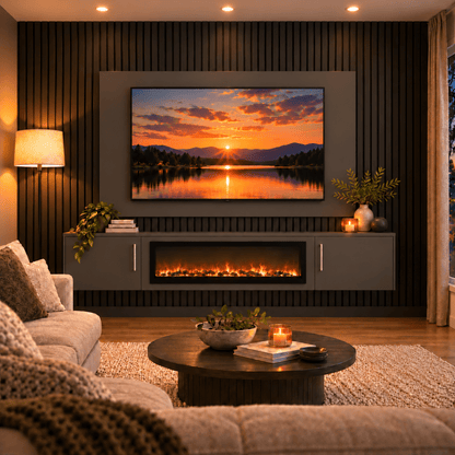 Colston Smooth Floating Media Wall Unit - 40" Fireplace 1 - Online Bedrooms