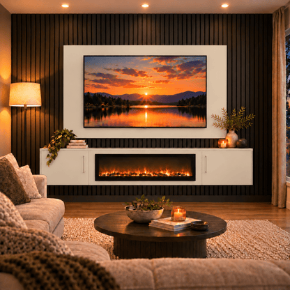 Colston Smooth Floating Media Wall Unit - 40" Fireplace 2 - Online Bedrooms