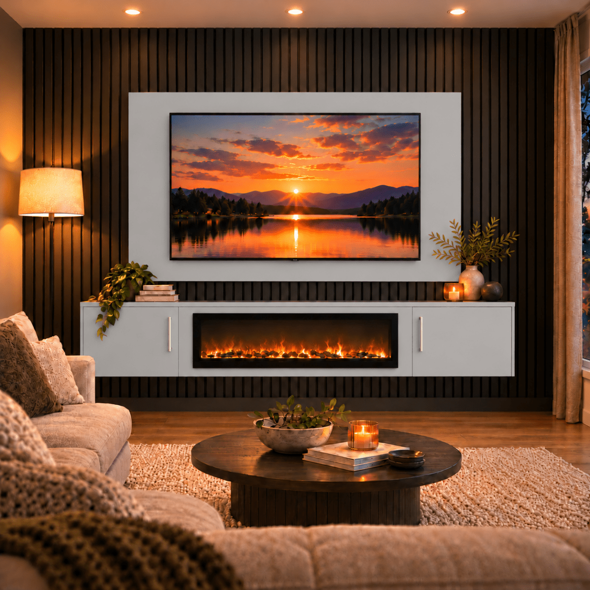 Colston Smooth Floating Media Wall Unit - 40" Fireplace 4 - Online Bedrooms