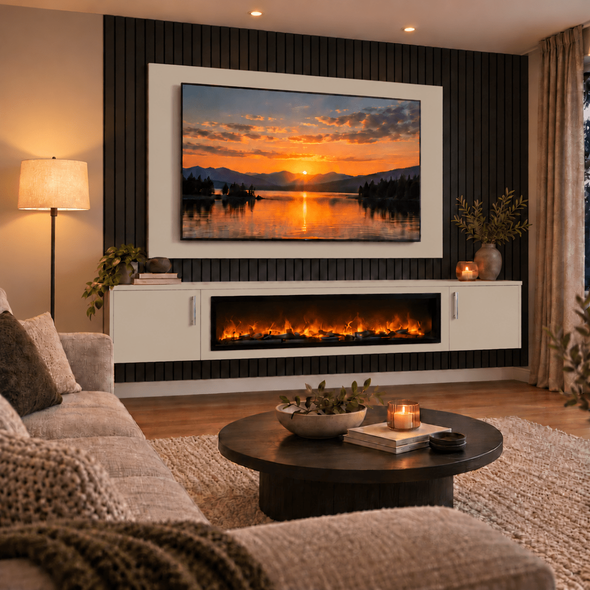Colston Smooth Floating Media Wall Unit - Large 60" Fireplace 2 - Online Bedrooms