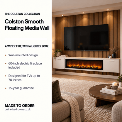 Colston Smooth Floating Media Wall Unit - Large 60" Fireplace 2 - Online Bedrooms