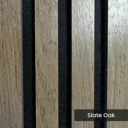 Media Wall Slat Panels With Acoustic Felt Backing - 2400mm x 600mm x 15mm