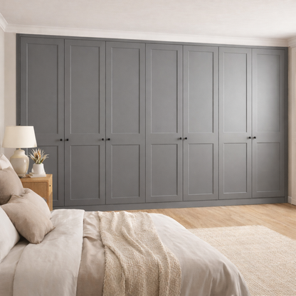 7 Door 2 Panel Shaker Front Frame Fitted Wardrobe - Widths Available 3801 - 4400mm