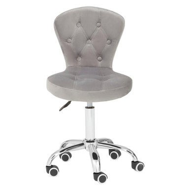 Fayth Grey Velvet Buttoned Home Office Chair 1 - Online Bedrooms
