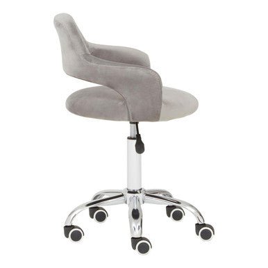 Fionna Grey Velvet Home Office Chair With Curved Back 3 - Online Bedrooms