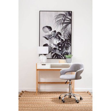 Fionna Grey Velvet Home Office Chair With Curved Back 5 - Online Bedrooms