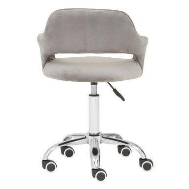 Fionna Grey Velvet Home Office Chair With Curved Back 4 - Online Bedrooms