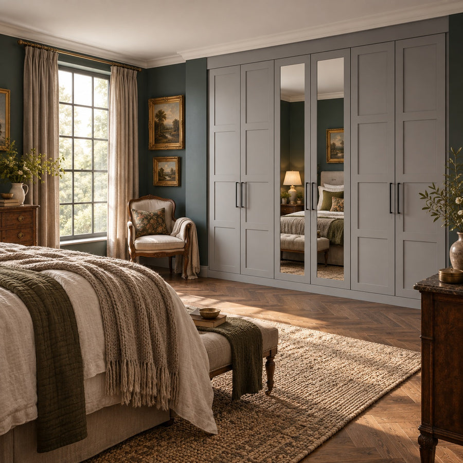 Matt Shaker fitted wardrobe doors with mirrors