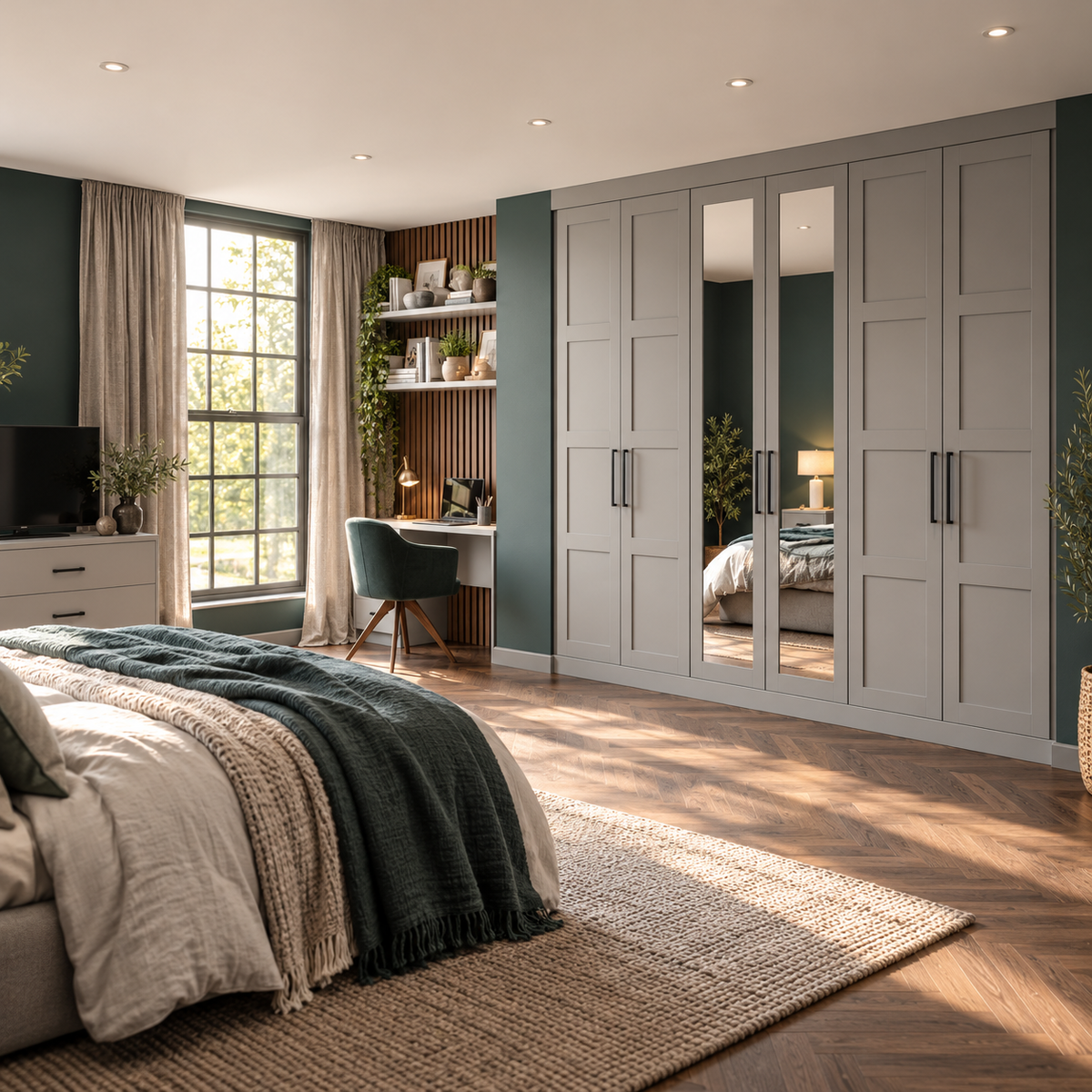hero wardrobe furniture in a premium bedroom with natural light