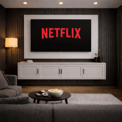 Floating Media Wall Entertainment Bundle with Shaker Doors - For Up to 70" TVs 4 - Online Bedrooms