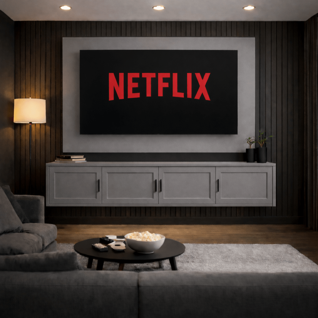 Floating Media Wall Entertainment Bundle with Shaker Doors - For Up to 70" TVs 5 - Online Bedrooms