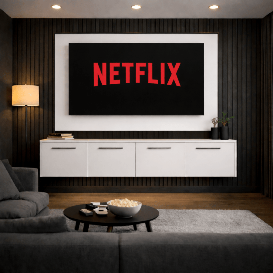 Floating Media Wall Entertainment Bundle with Smooth Doors - For Up to 70" TVs 1 - Online Bedrooms