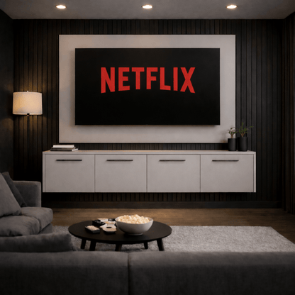 Floating Media Wall Entertainment Bundle with Smooth Doors - For Up to 70" TVs 4 - Online Bedrooms