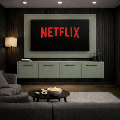 Floating Media Wall Entertainment Bundle with Smooth Doors - For Up to 70" TVs 6 - Online Bedrooms