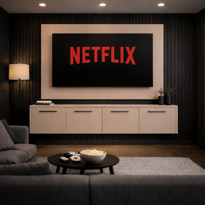 Floating Media Wall Entertainment Bundle with Smooth Doors - For Up to 70" TVs 2 - Online Bedrooms
