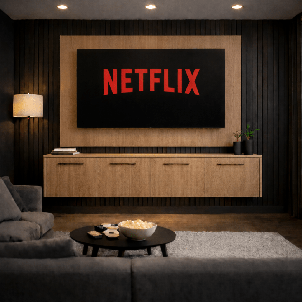 Floating Media Wall Entertainment Bundle with Smooth Doors - For Up to 70" TVs 7 - Online Bedrooms