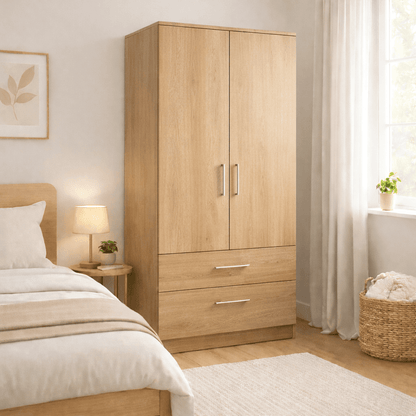 Freestanding Double Wardrobe With 2 Drawers 7 - Online Bedrooms