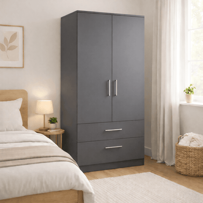 Freestanding Double Wardrobe With 2 Drawers 6 - Online Bedrooms