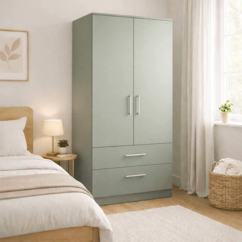Freestanding Double Wardrobe With 2 Drawers 5 - Online Bedrooms