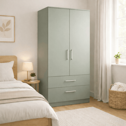 Freestanding Double Wardrobe With 2 Drawers 5 - Online Bedrooms