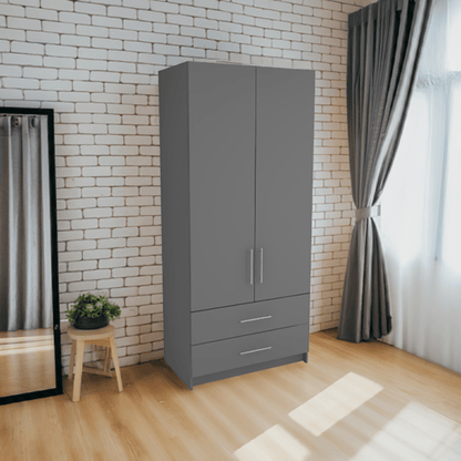 Freestanding Double Wardrobe With 2 Drawers - W: 1000mm x H: 2250mm x D: 620mm 1 - Online Bedrooms