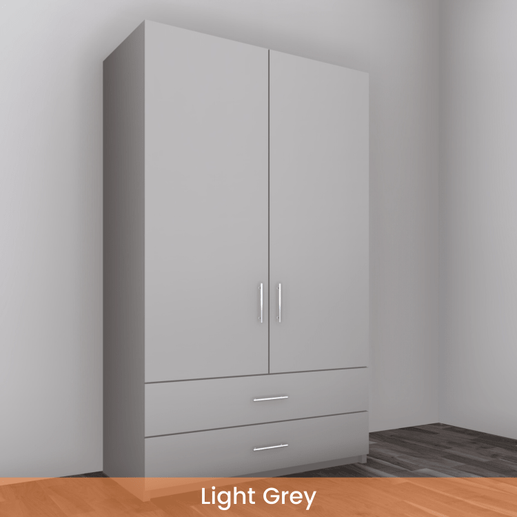 Freestanding Double Wardrobe With 2 Drawers - W: 1000mm x H: 2250mm x D: 620mm 2 - Online Bedrooms