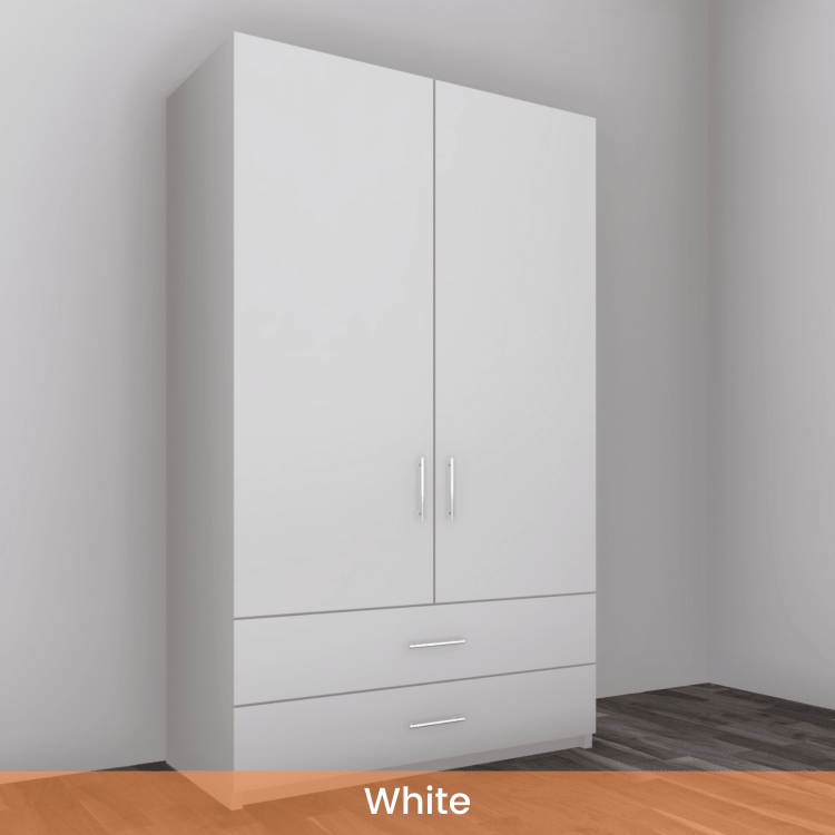 Freestanding Double Wardrobe With 2 Drawers - W: 1000mm x H: 2250mm x D: 620mm 5 - Online Bedrooms
