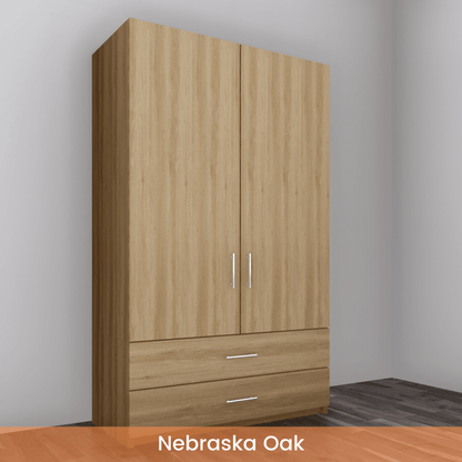 Freestanding Double Wardrobe With 2 Drawers - W: 1000mm x H: 2250mm x D: 620mm 3 - Online Bedrooms