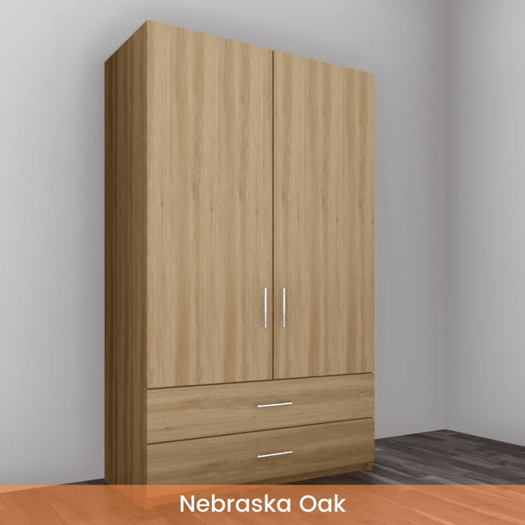 Freestanding Double Wardrobe With 2 Drawers - W: 1000mm x H: 2250mm x D: 620mm 3 - Online Bedrooms