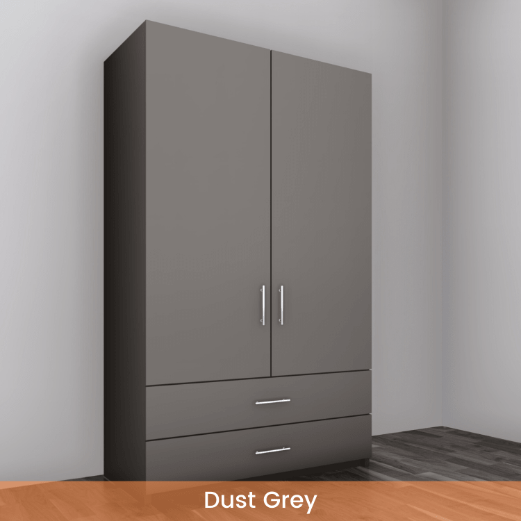 Freestanding Double Wardrobe With 2 Drawers - W: 1000mm x H: 2250mm x D: 620mm 6 - Online Bedrooms