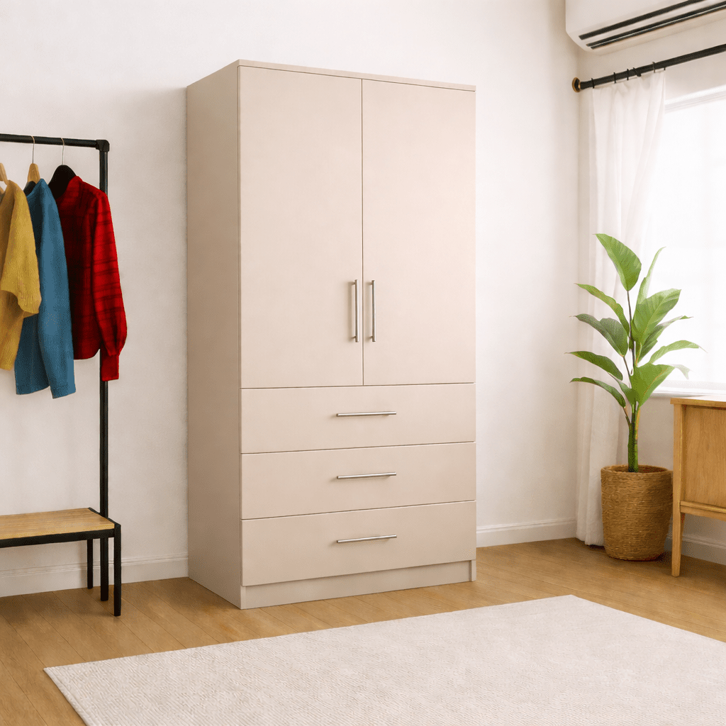 Freestanding Double Wardrobe With 3 Drawers 6 - Online Bedrooms