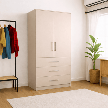Freestanding Double Wardrobe With 3 Drawers 6 - Online Bedrooms