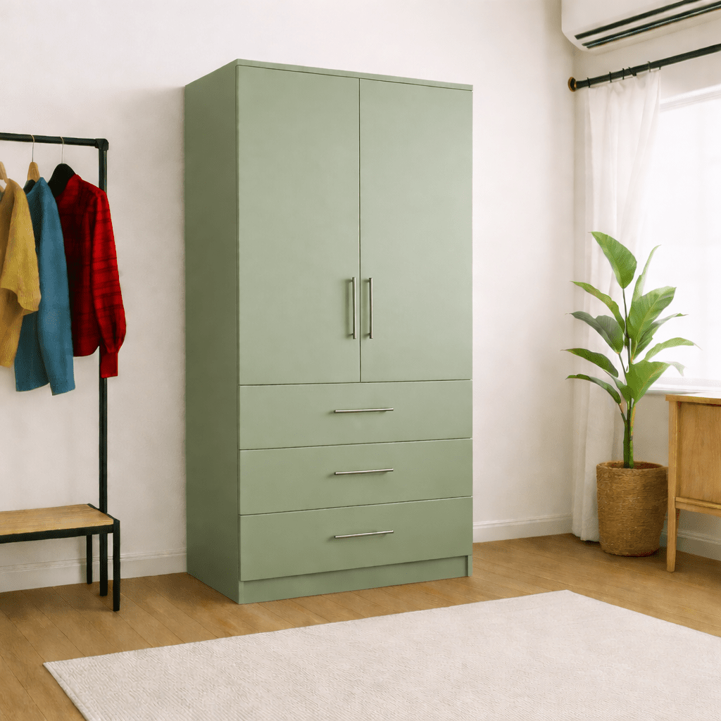 Freestanding Double Wardrobe With 3 Drawers 1 - Online Bedrooms