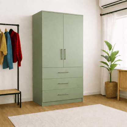 Freestanding Double Wardrobe With 3 Drawers 1 - Online Bedrooms