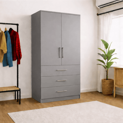 Freestanding Double Wardrobe With 3 Drawers 2 - Online Bedrooms