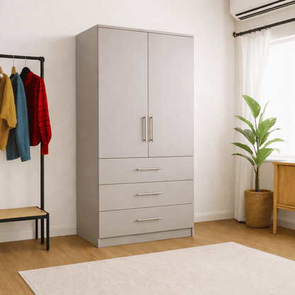 Freestanding Double Wardrobe With 3 Drawers 4 - Online Bedrooms