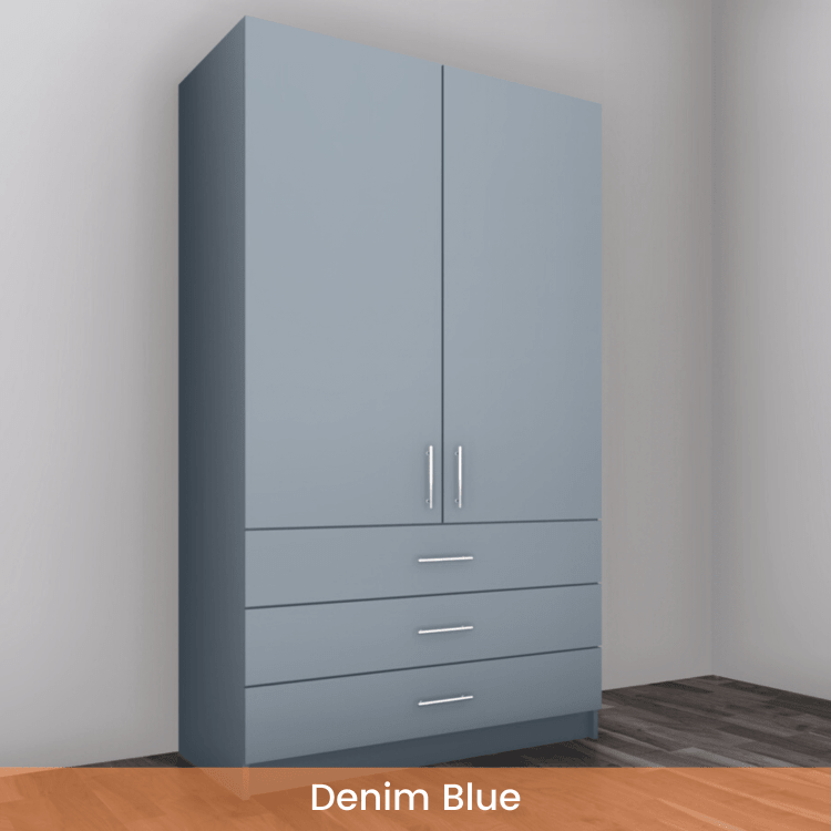 Freestanding Double Wardrobe With 3 Drawers - W: 1000mm x H: 2250mm x D: 620mm 5 - Online Bedrooms